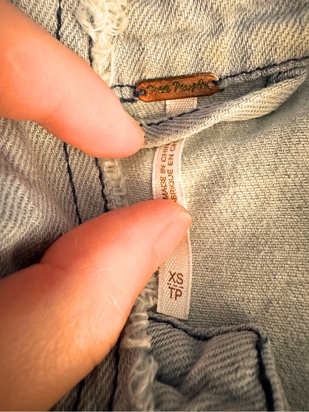 Free People Light Wash Denim Jacket Raw Hem - Picture 3 of 4